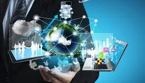 Illustration of devices and e-commerce data connected in a network